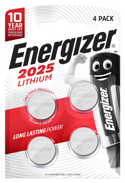 Energizer Lithium CR2025 Coin Cell Pack of 4